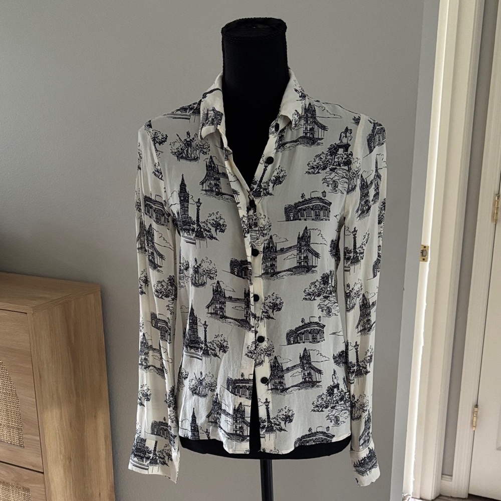 Reformation Black and White Graphic Shirt Jacket